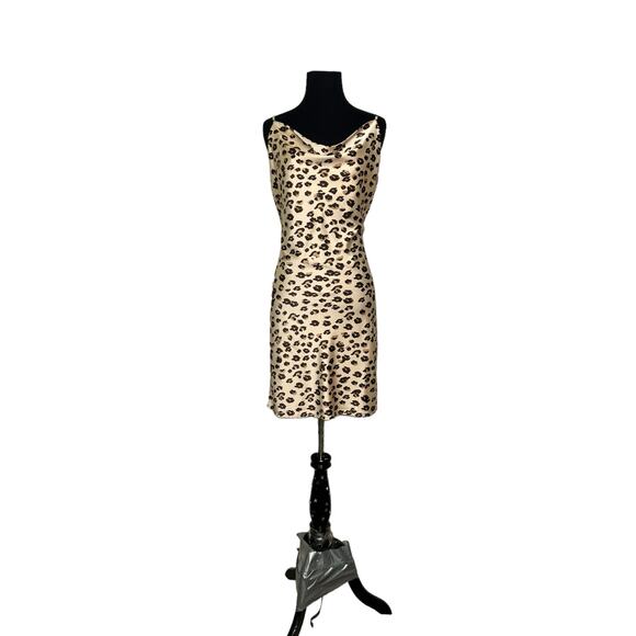 Love Tree cream brown animal print sleeveless slip mini dress size M - Picture 9 of 11